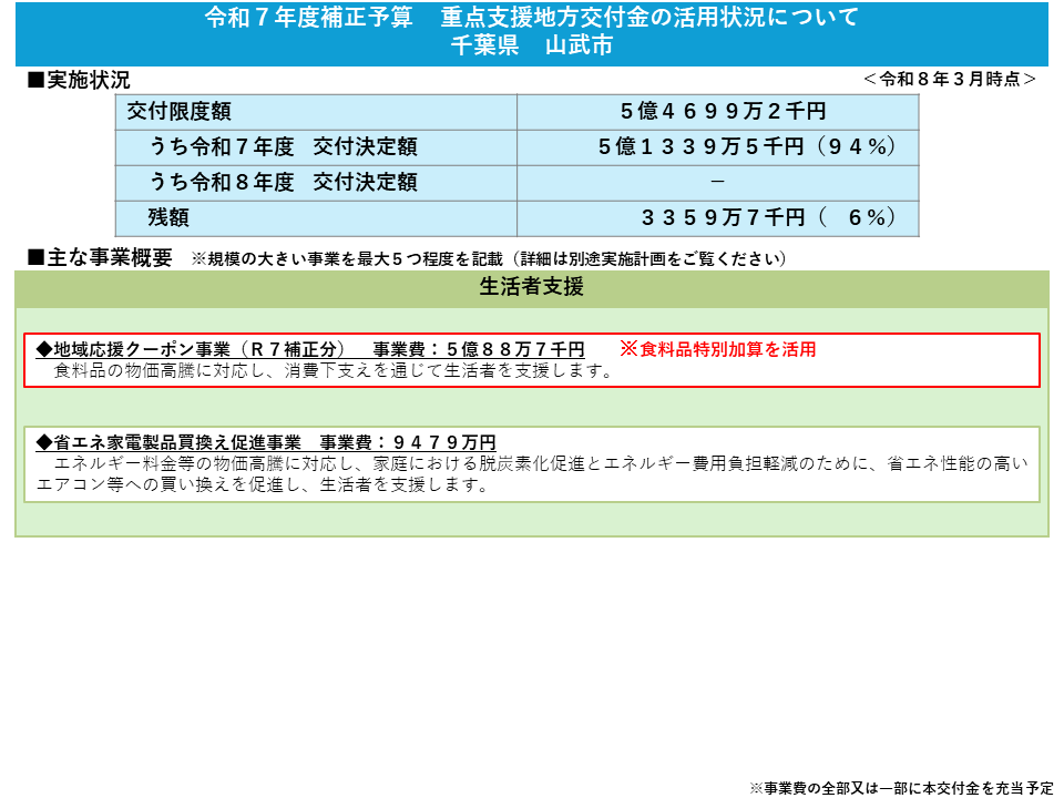 12237_千葉県山武市_重点支援地方交付金の活用状況
